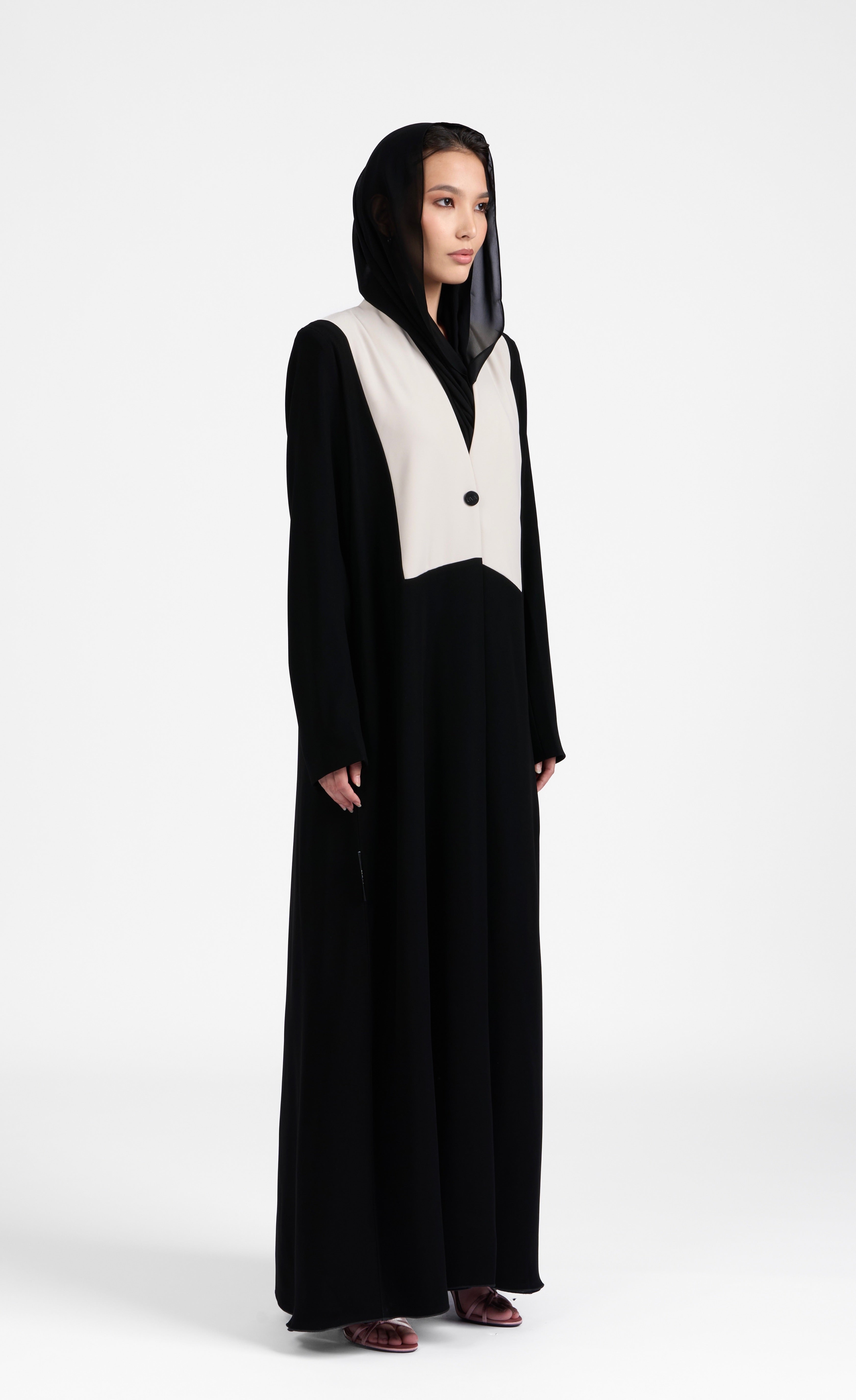 Contrast Button Abaya