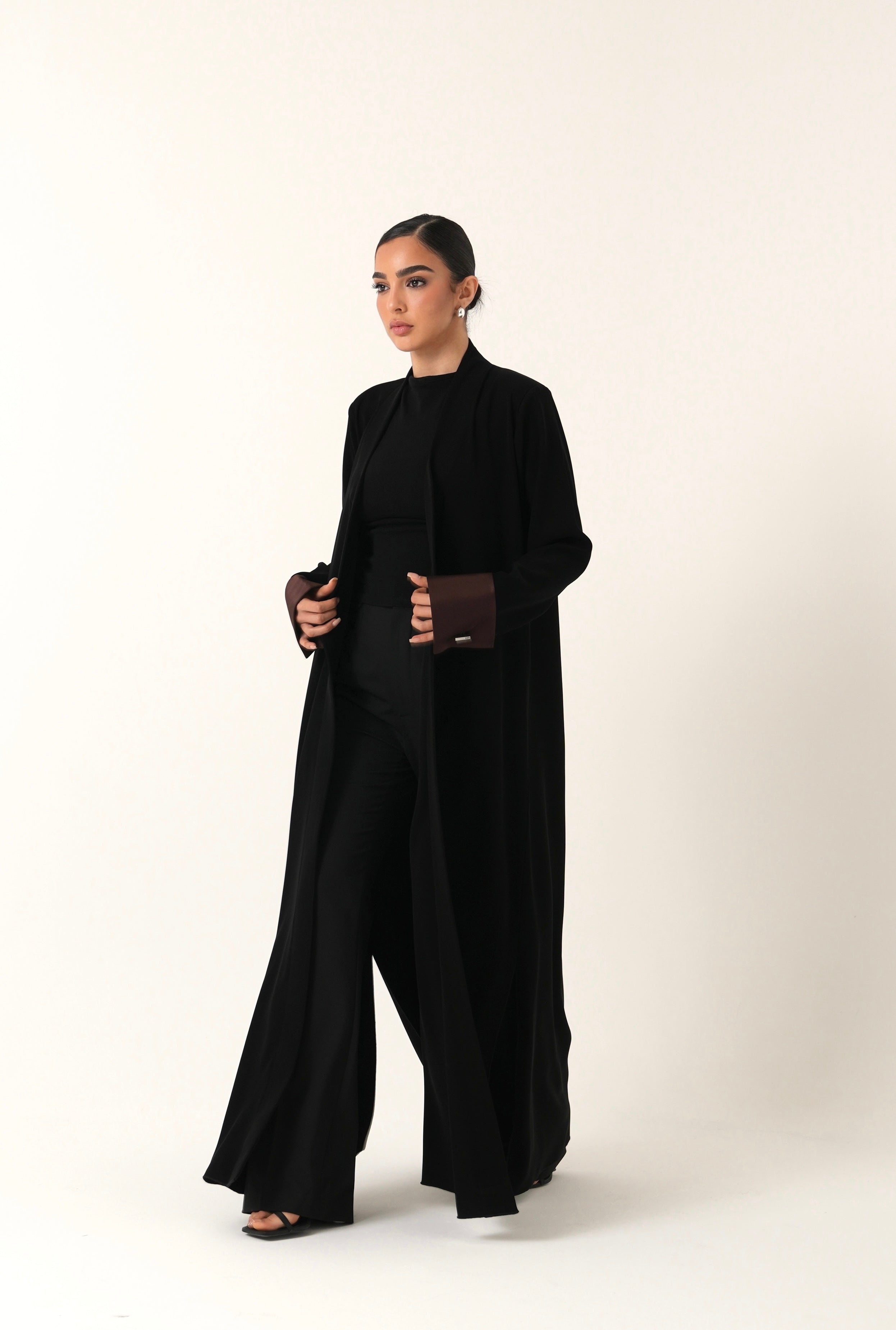 Black & Brown Cufflink Abaya