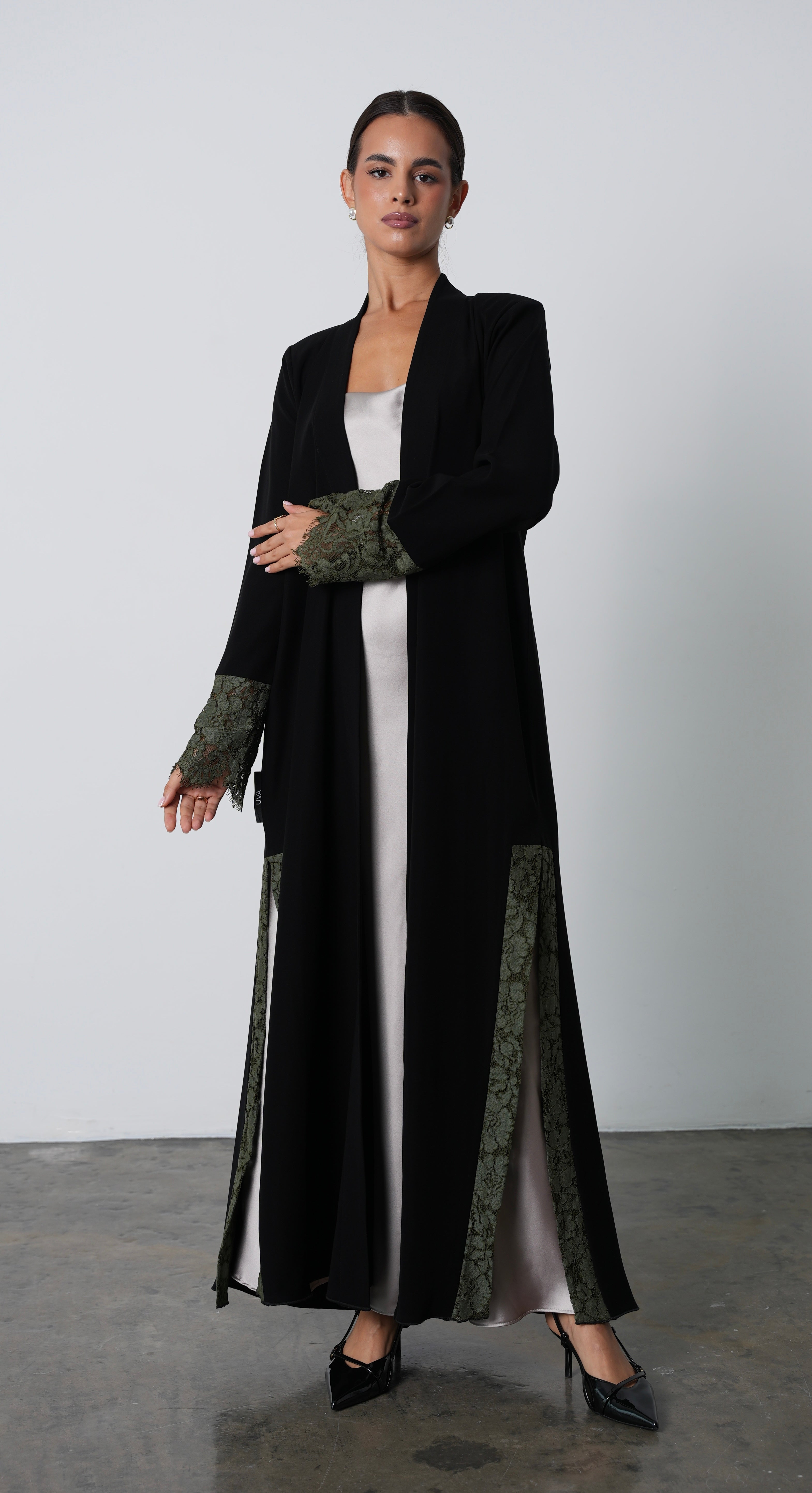 Black Crepe Abaya with Lace