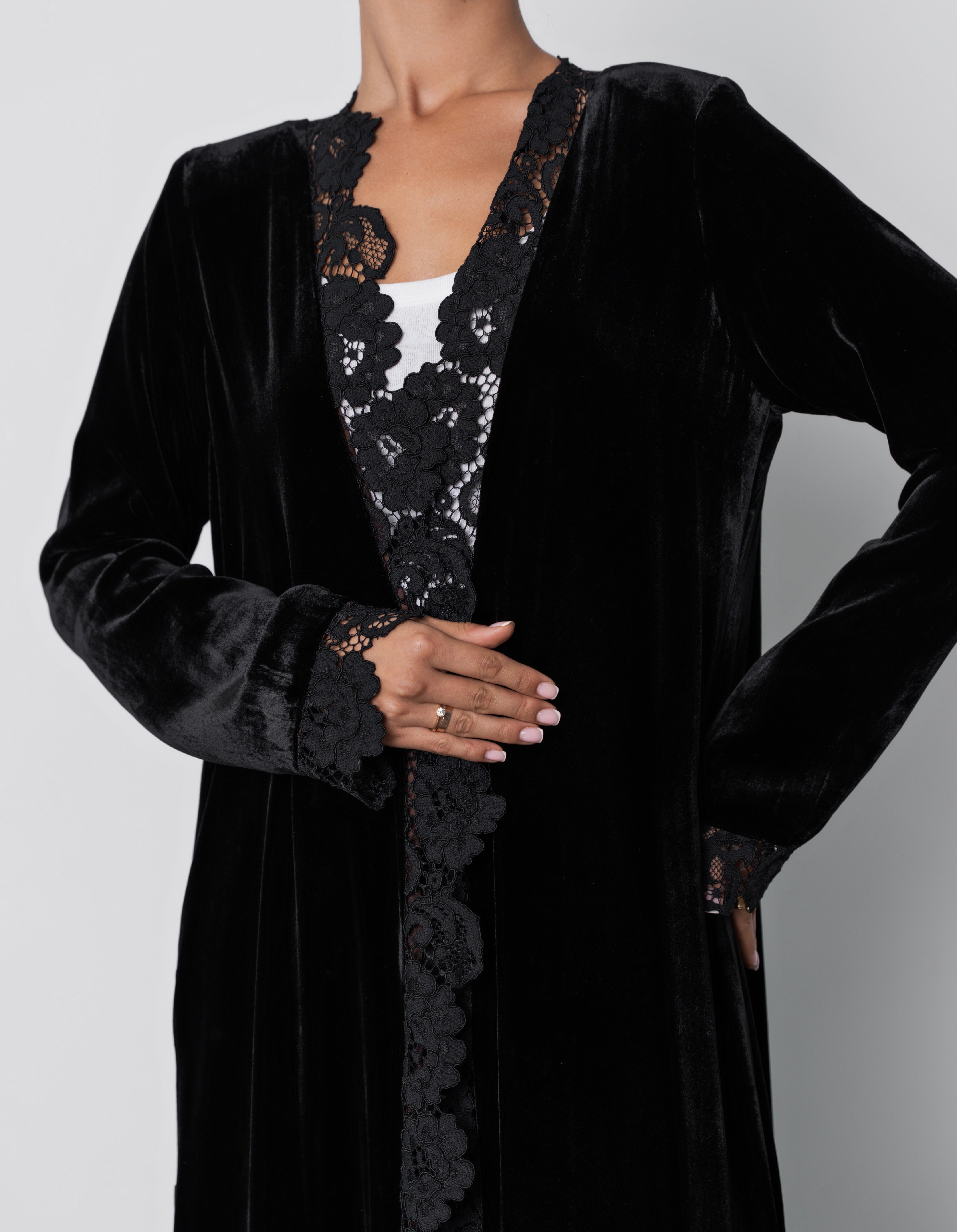 CLASSIC VELVET LACE ABAYA