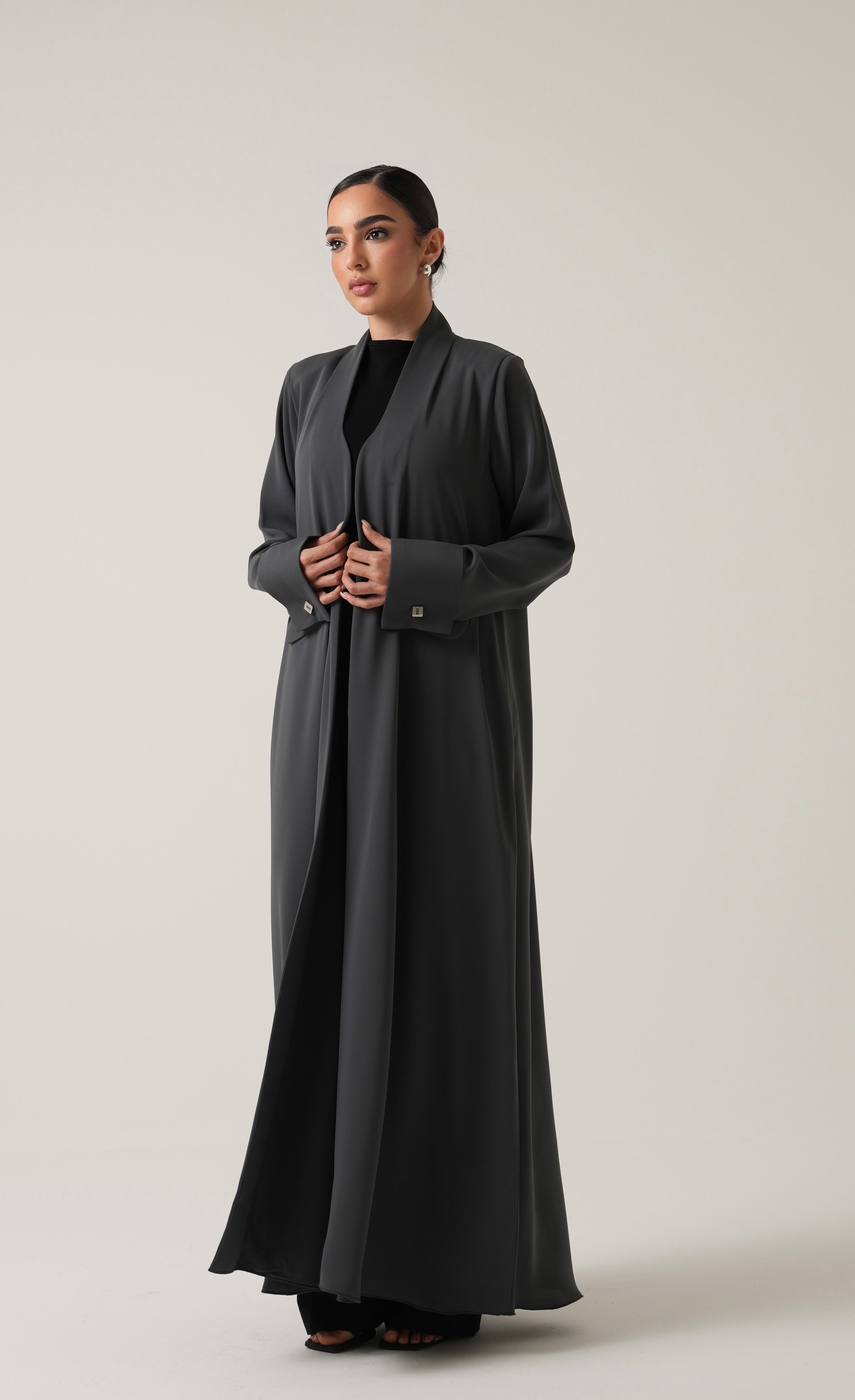 grey abaya pocket