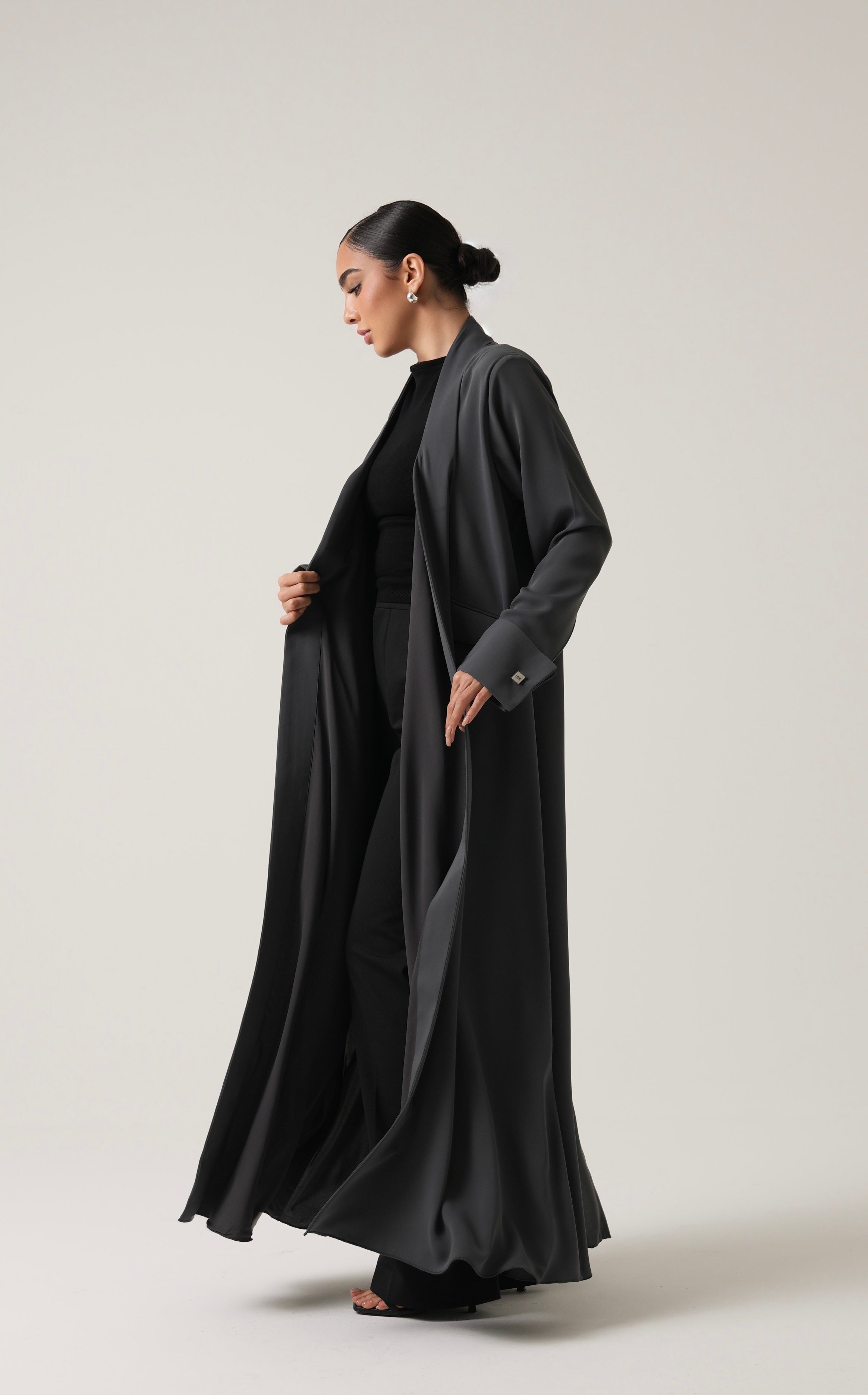 grey abaya pocket