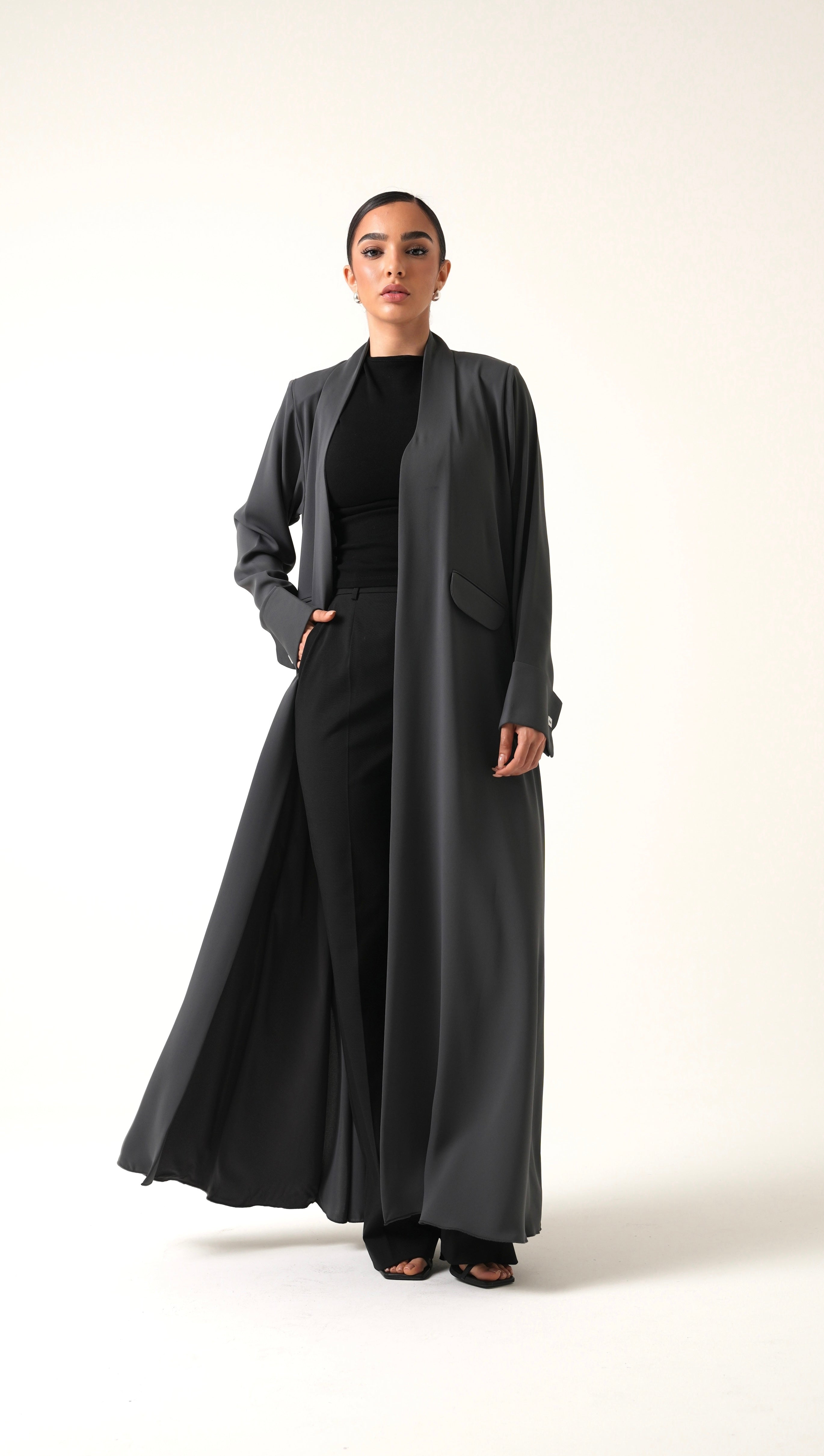 grey abaya pocket