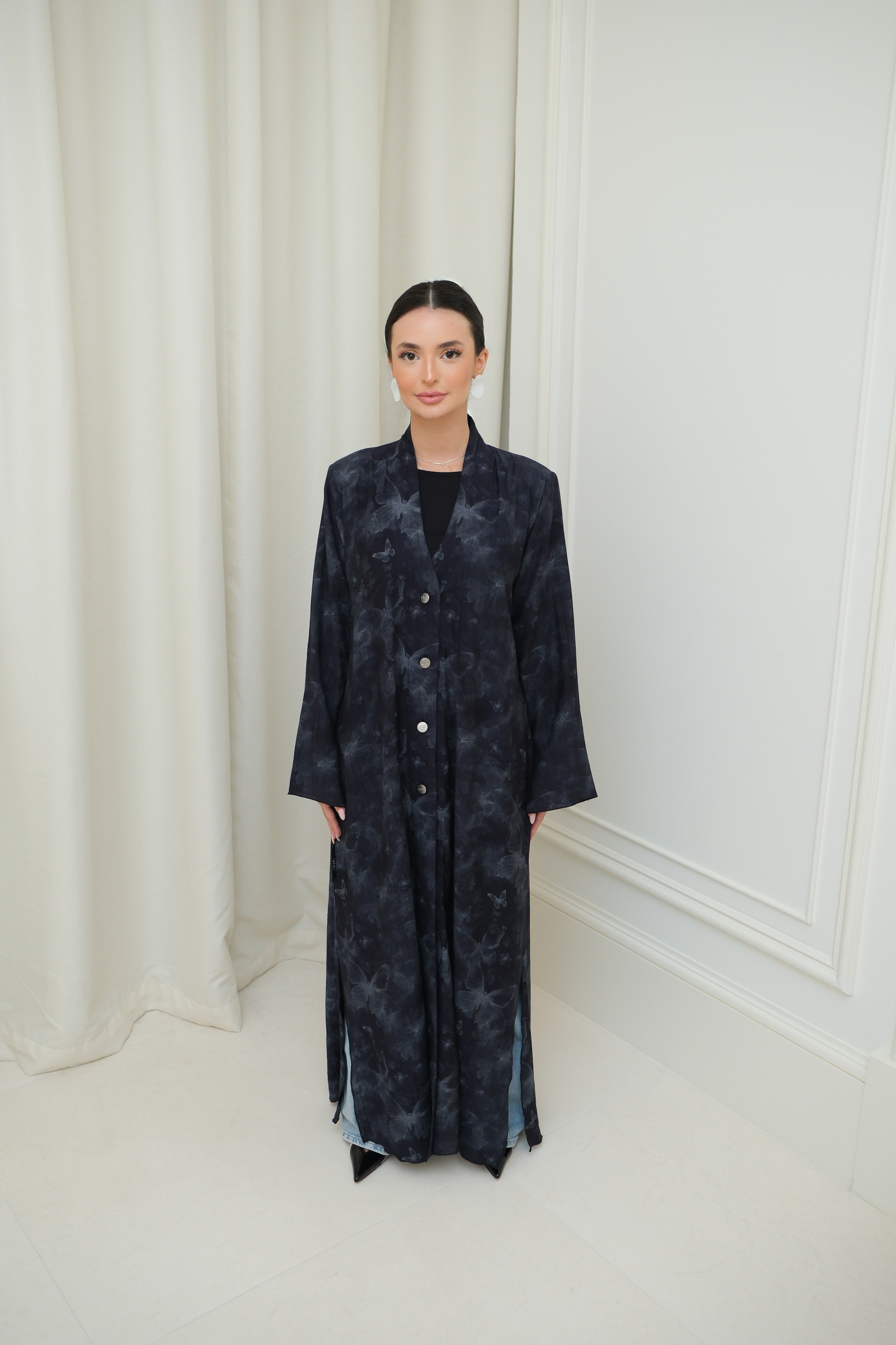 Navy Butterfly Abaya