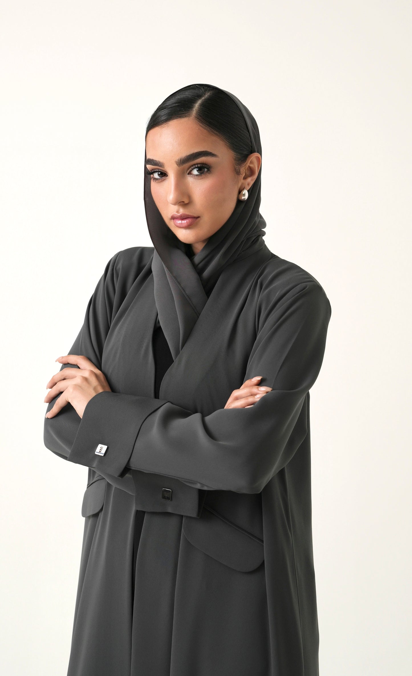 grey abaya pocket