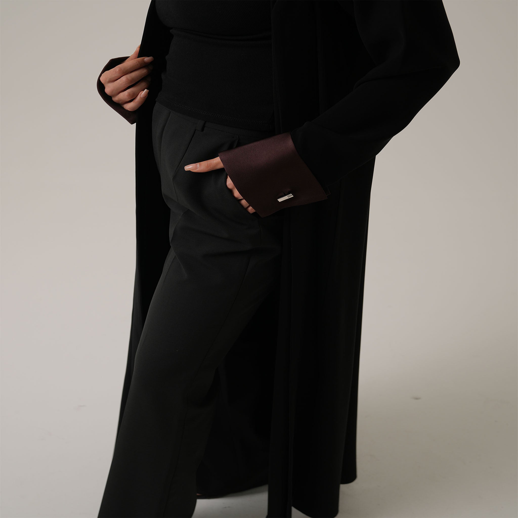 Black & Brown Cufflink Abaya