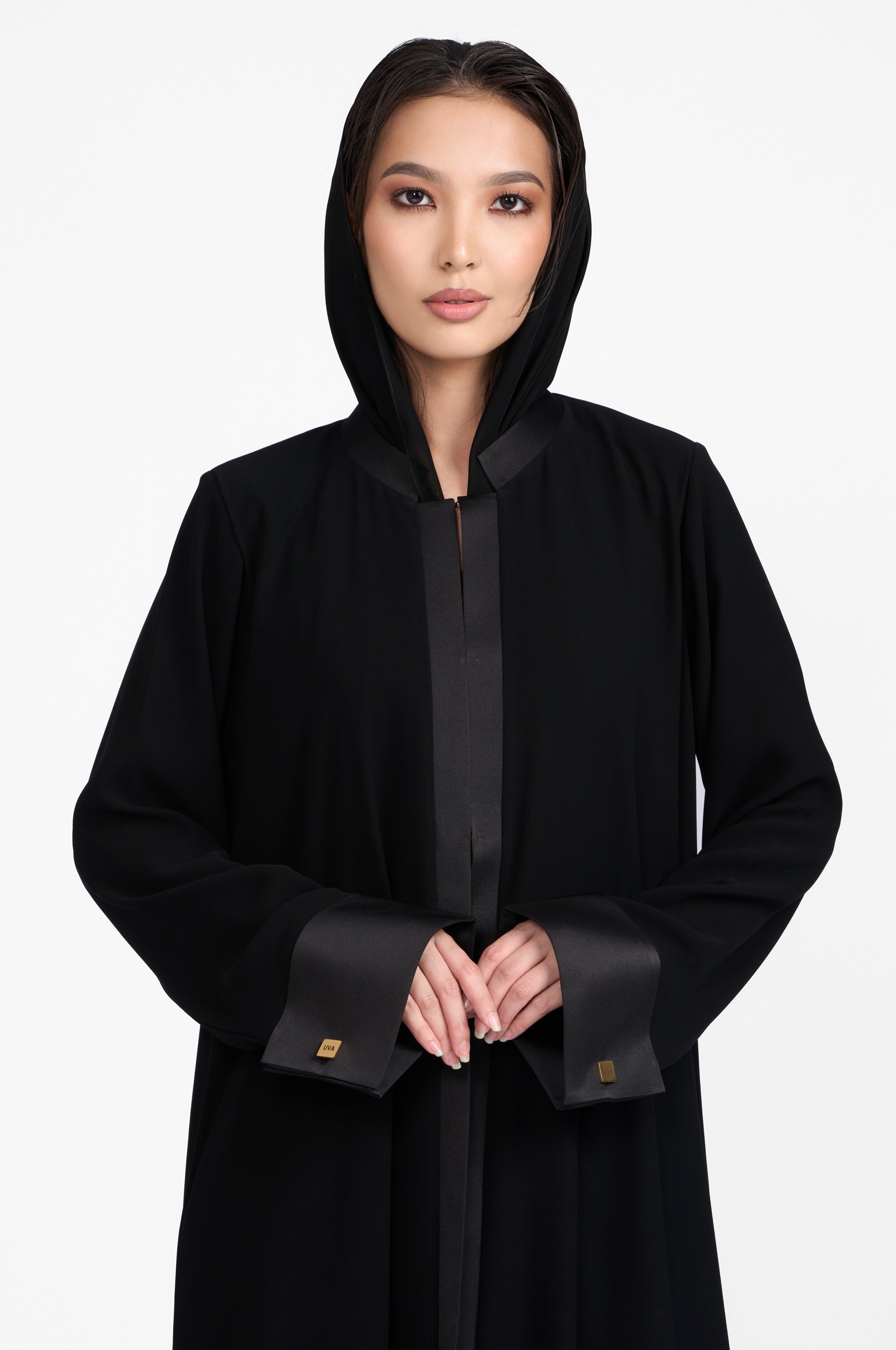 Black Silk Cuff Abaya