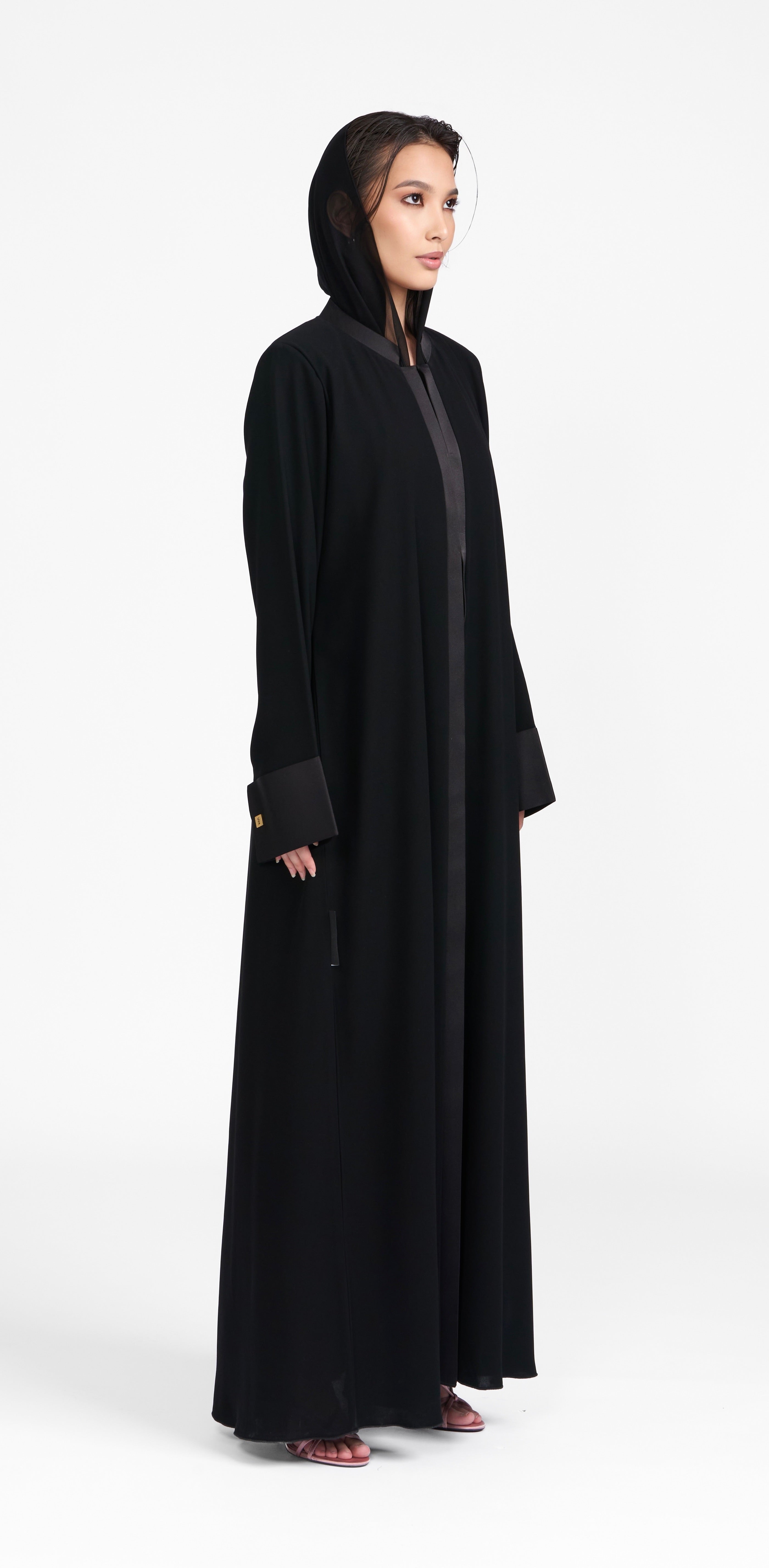 Black Silk Cuff Abaya